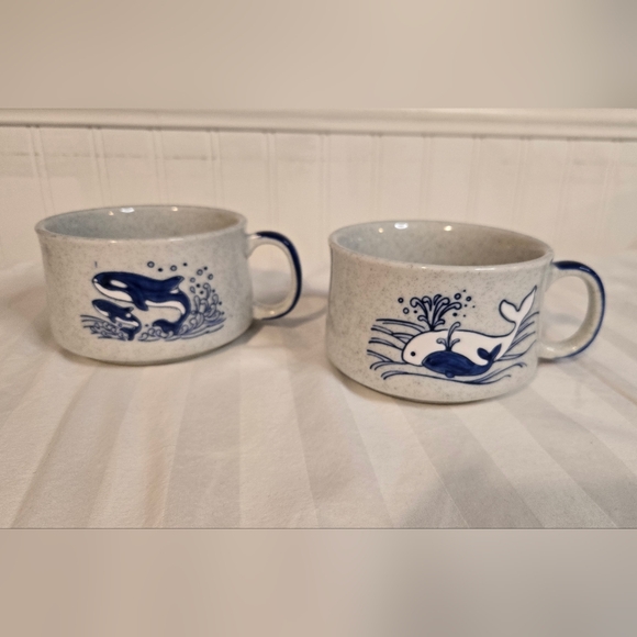 Stoneware Whale Mug Set - Set Of 2 - Picture 2 of 7